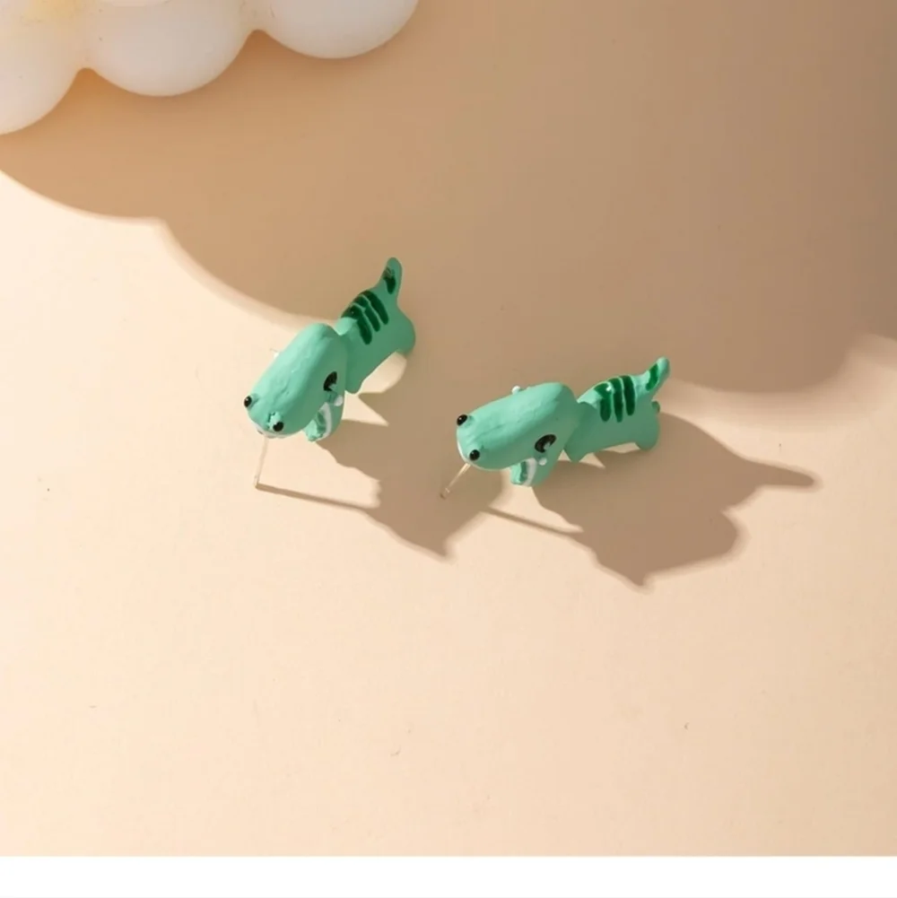 Green Dinosaur Kids Earrings